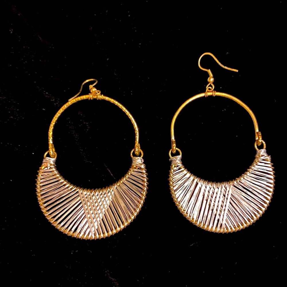 Boho Two Tone Wire Dangle Earrings